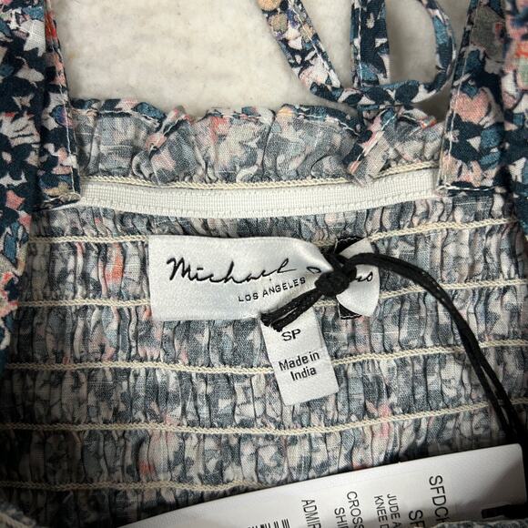 Michael Stars Sz SP Jude Puff Sleeve Smocked Mini Dress Pockets Cottagecore NEW - Picture 9 of 12